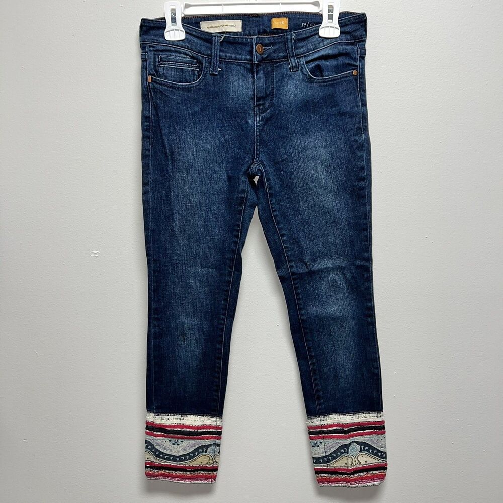 Anthropologie Pilcro and the Letterpress Stet Jeans 26 Cropped Patchwork Hem